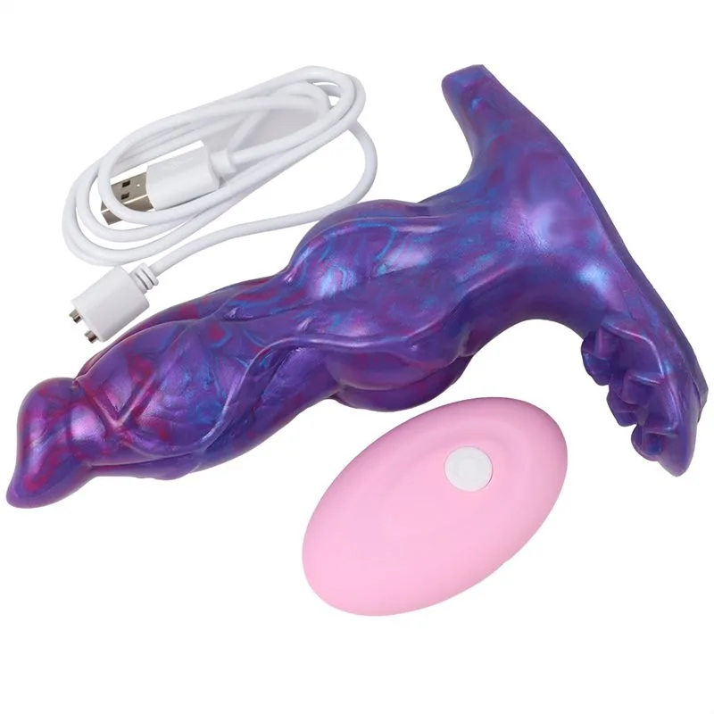 5.5 IN Double Knotted Dildo Vibrator with Remote 2 5.5 IN Double Knotted Dildo Vibrator with Remote 2