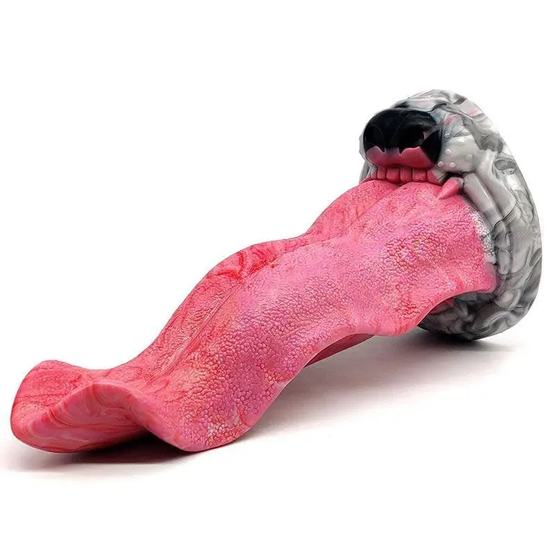 36143dee553cca8f 10 Inch Realistic Silicone Dog Wolf Tongue Dildo