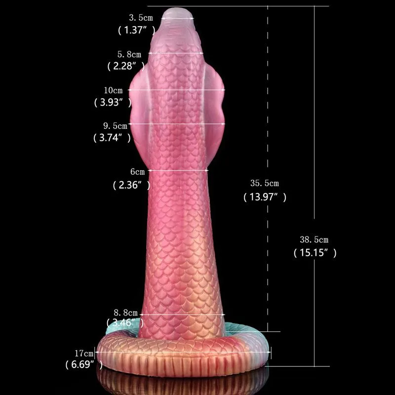 15 IN Giant King Cobra Cock Snake Shaped Dildo 1 15 IN Giant King Cobra Cock Snake Shaped Dildo 1