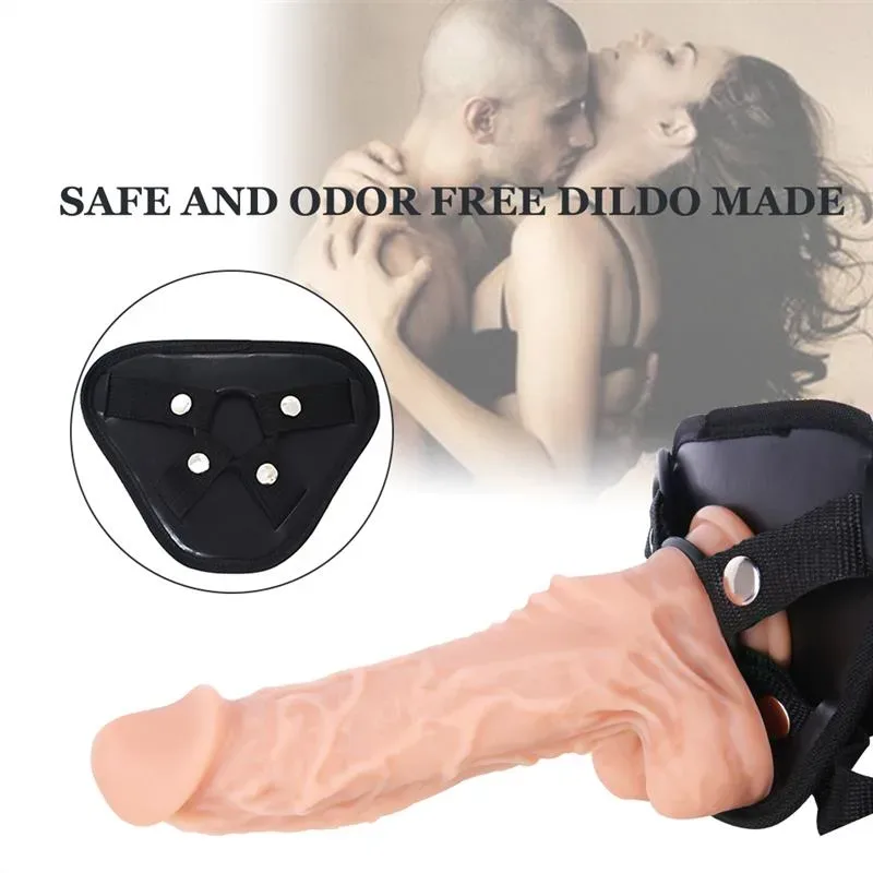 8 IN Soft Silicone Dildo Strap On Harness Set 4 8 IN Soft Silicone Dildo Strap On Harness Set 4