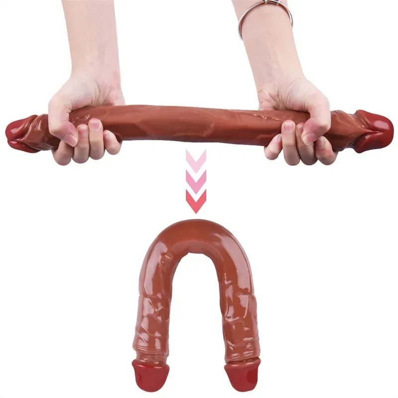15.5 IN Brown Flexible PVC Double Dildo 4 15.5 IN Brown Flexible PVC Double Dildo 4