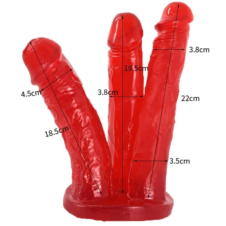 9 IN Suction Cup Triple Heads PVC Dildo 1 9 IN Suction Cup Triple Heads PVC Dildo 1