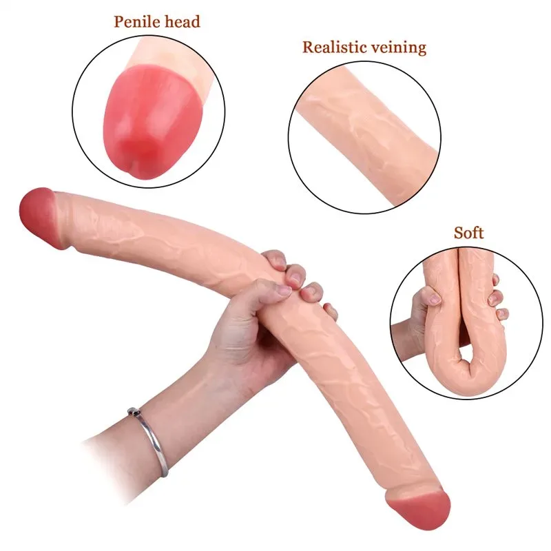 18 IN Long Soft Realistic Double-Ended Dildo 3 18 IN Long Soft Realistic Double-Ended Dildo 3