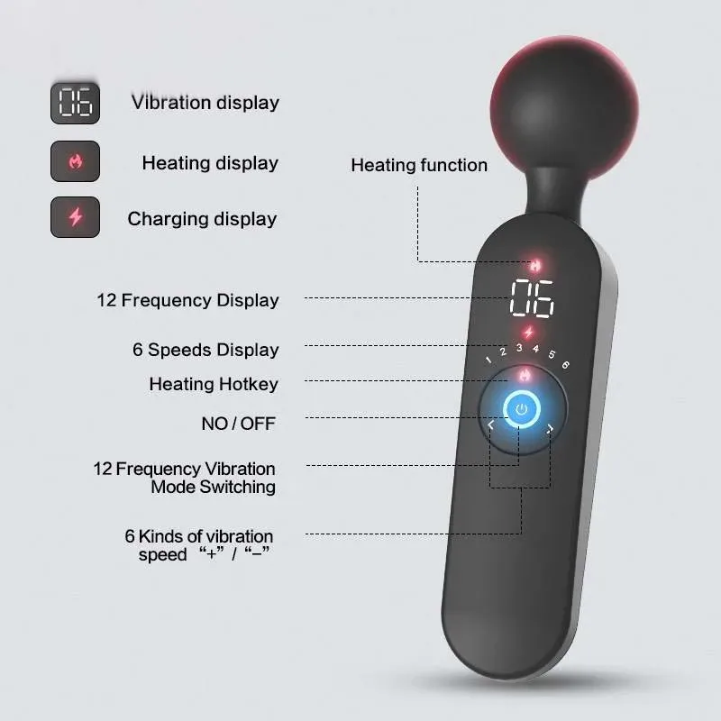 Digital Display Heating Magic Wand Vibrator 5 Digital Display Heating Magic Wand Vibrator 5
