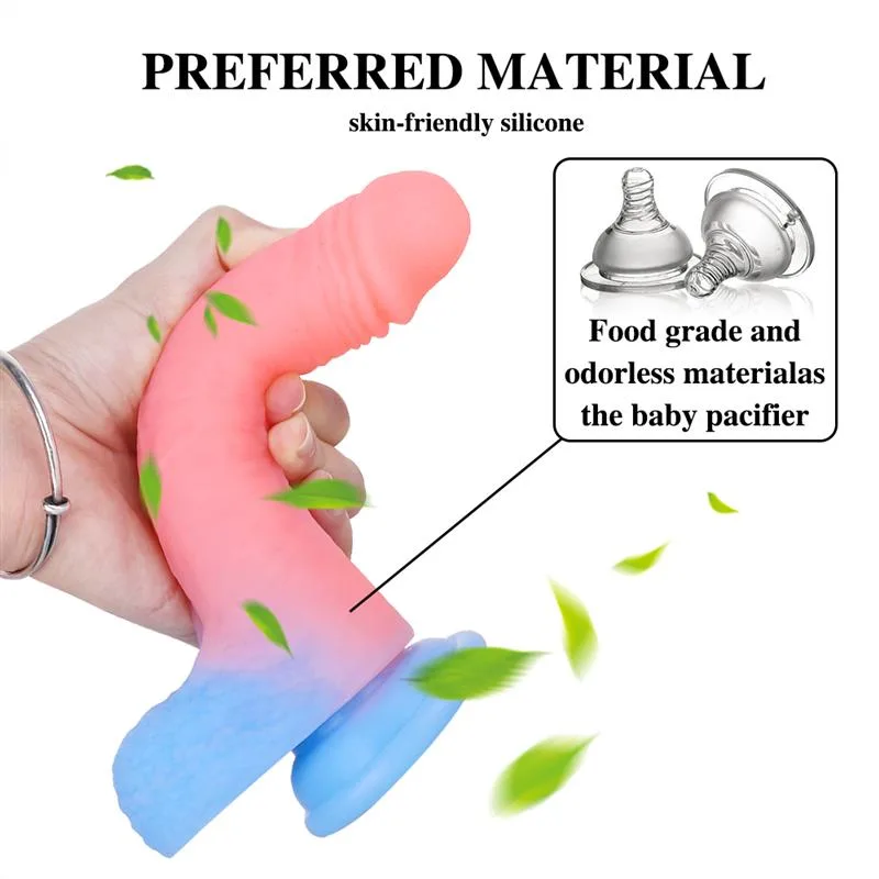 7 IN Glow-In-The-Dark Beginner Real Life Silicone Dildo 4 7 IN Glow-In-The-Dark Beginner Real Life Silicone Dildo 4