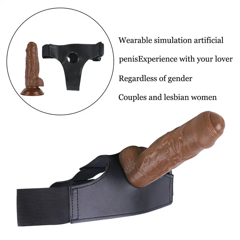 6 IN Short Brown Silicone Dildo with Strap On Harness 3 6 IN Short Brown Silicone Dildo with Strap On Harness 3