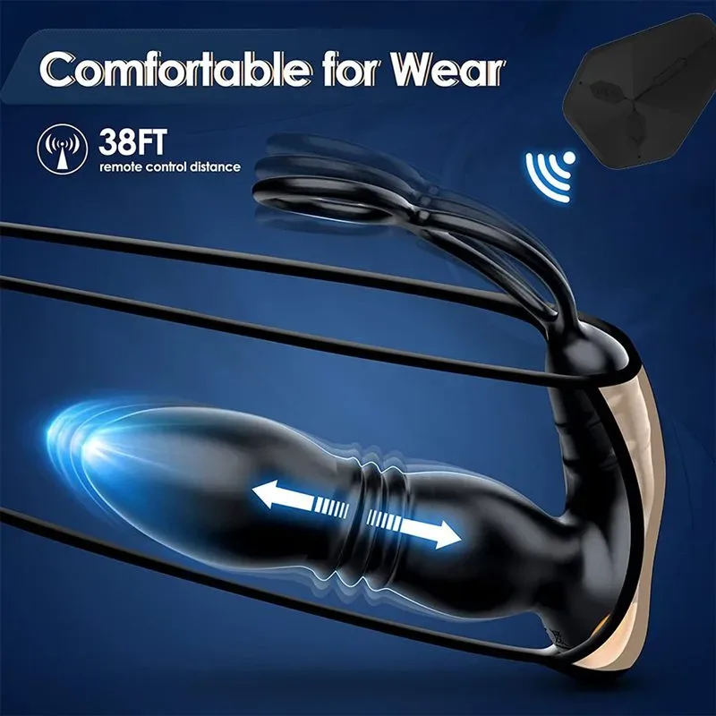 APP/Remote Control Thrusting Vibrating Men Prostate Massager with Two Rings 3 APP/Remote Control Thrusting Vibrating Men Prostate Massager with Two Rings 3