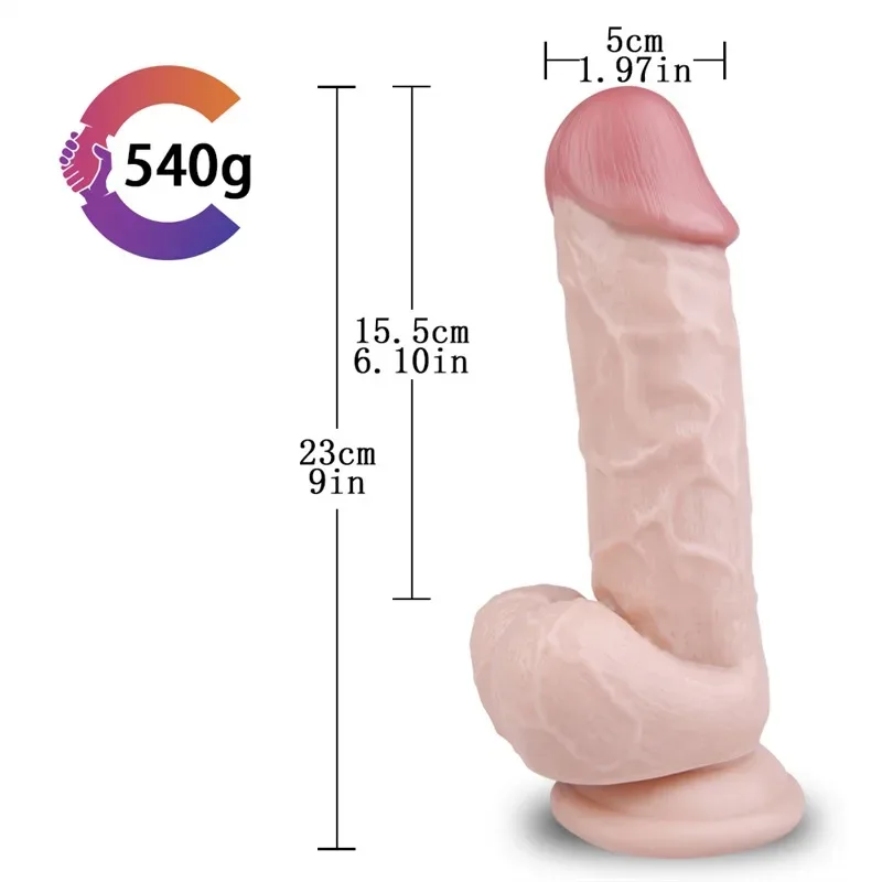 9 IN Big Thick Realistic PVC Dildo with Balls 1 9 IN Big Thick Realistic PVC Dildo with Balls 1