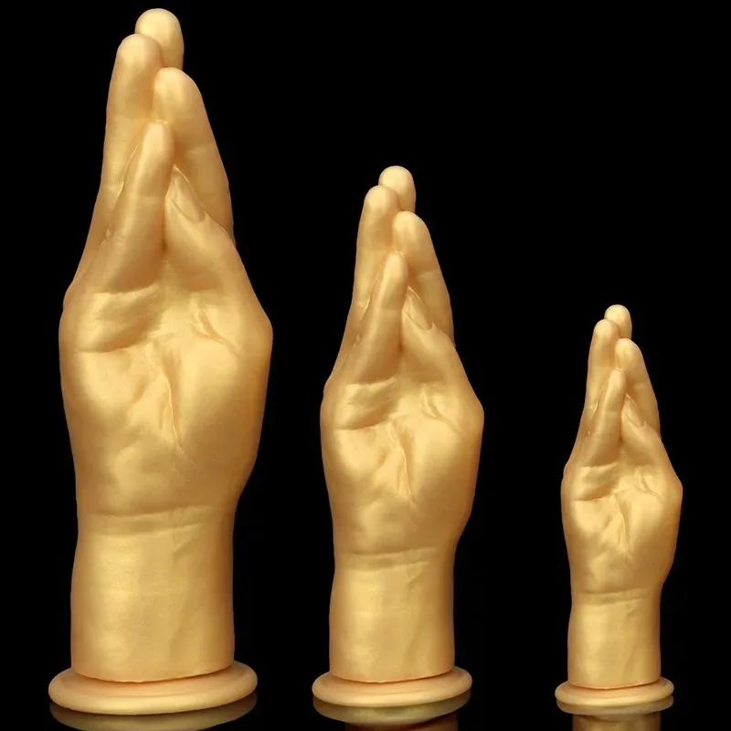 6/8.5 /11 IN Gold Silicone Palm Dildo Realistic Hand Anal Plug 6 6/8.5 /11 IN Gold Silicone Palm Dildo Realistic Hand Anal Plug 6