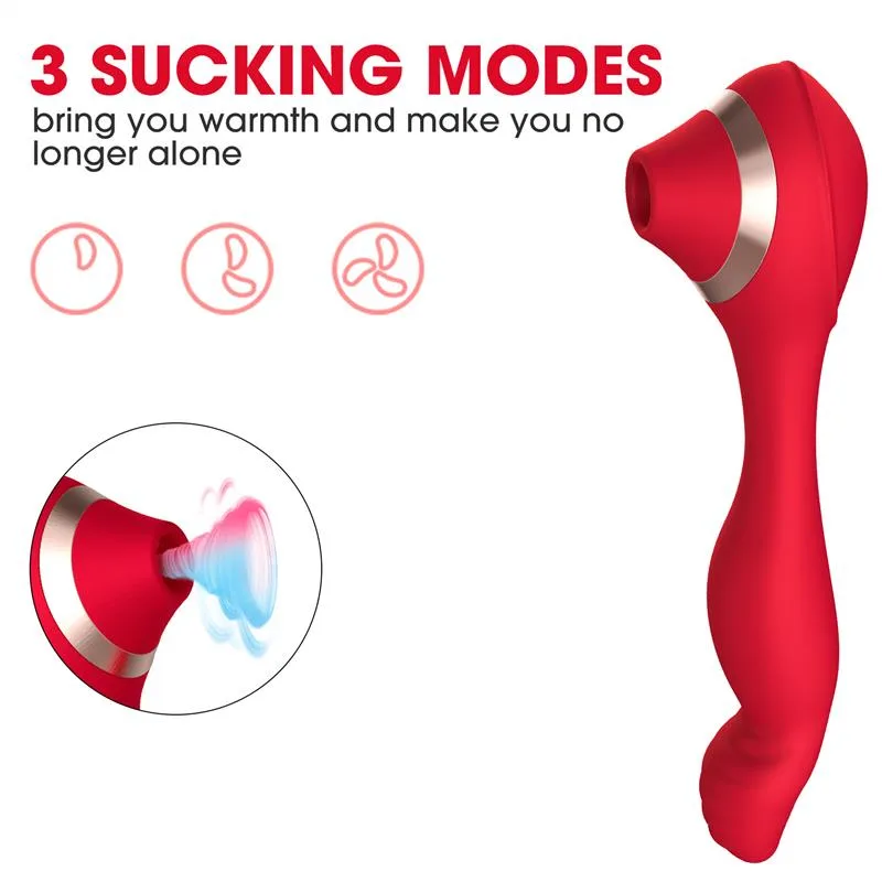 Red Flexible Clit Sucking G-spot Vibrating Women Toy 2 Red Flexible Clit Sucking G-spot Vibrating Women Toy 2