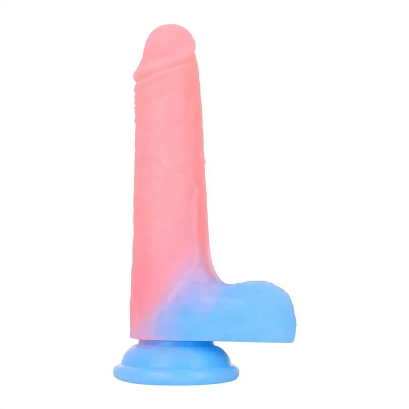 82b7ed7089de74e8 7 Inch Glow-In-The-Dark Real Feel Silicone Dildo for Beginner