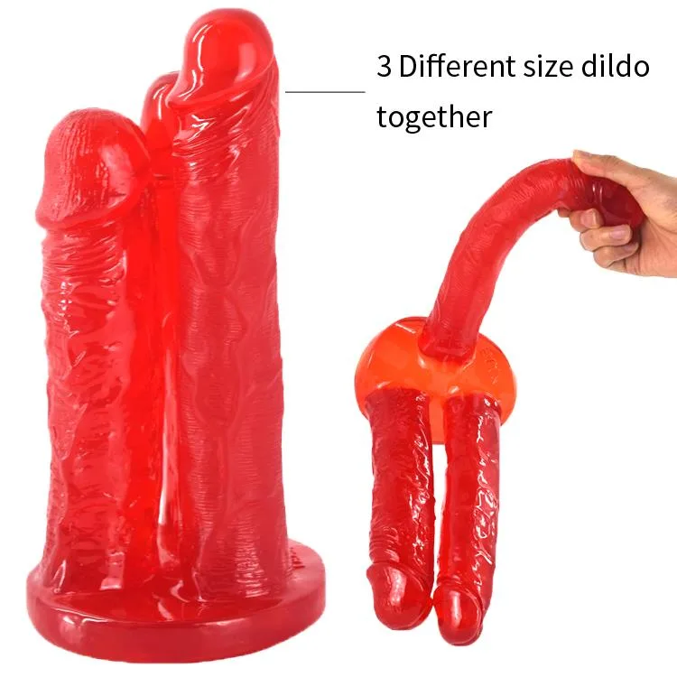 9 IN Suction Cup Triple Heads PVC Dildo 2 9 IN Suction Cup Triple Heads PVC Dildo 2
