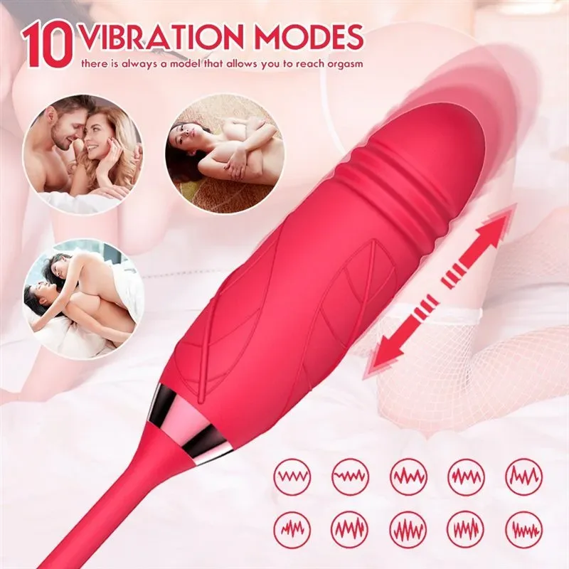 Rose Tongue Licking Toy with Thrusting Bullet Vibrator 3 Rose Tongue Licking Toy with Thrusting Bullet Vibrator 3