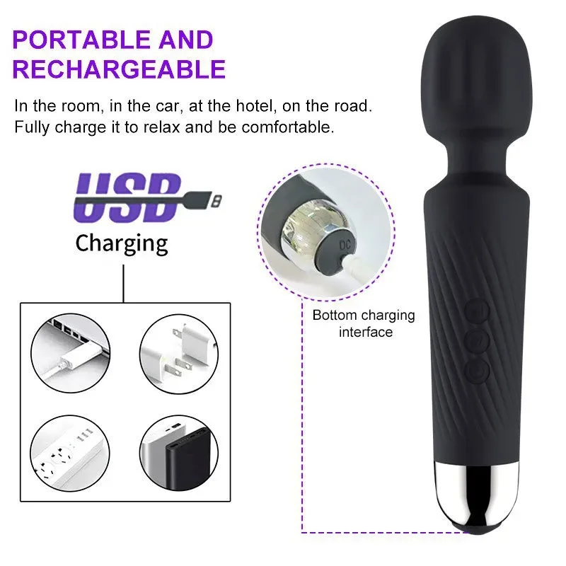 Portable Wand Vibrating Massager for Adults 4 Portable Wand Vibrating Massager for Adults 4