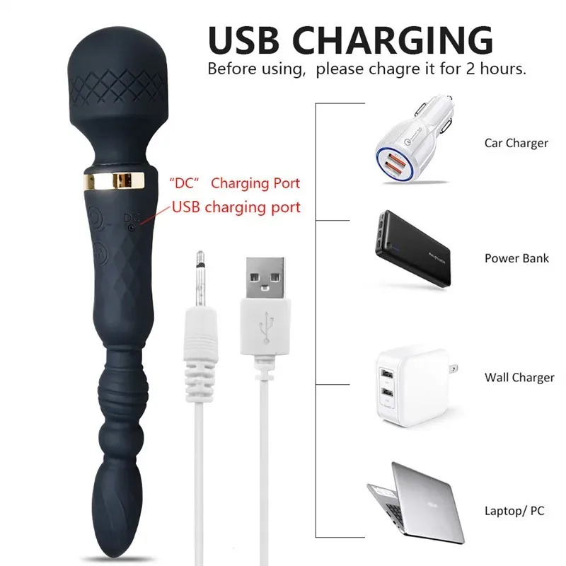 Rechargeable Double Headed Wand Vibrator 4 Rechargeable Double Headed Wand Vibrator 4