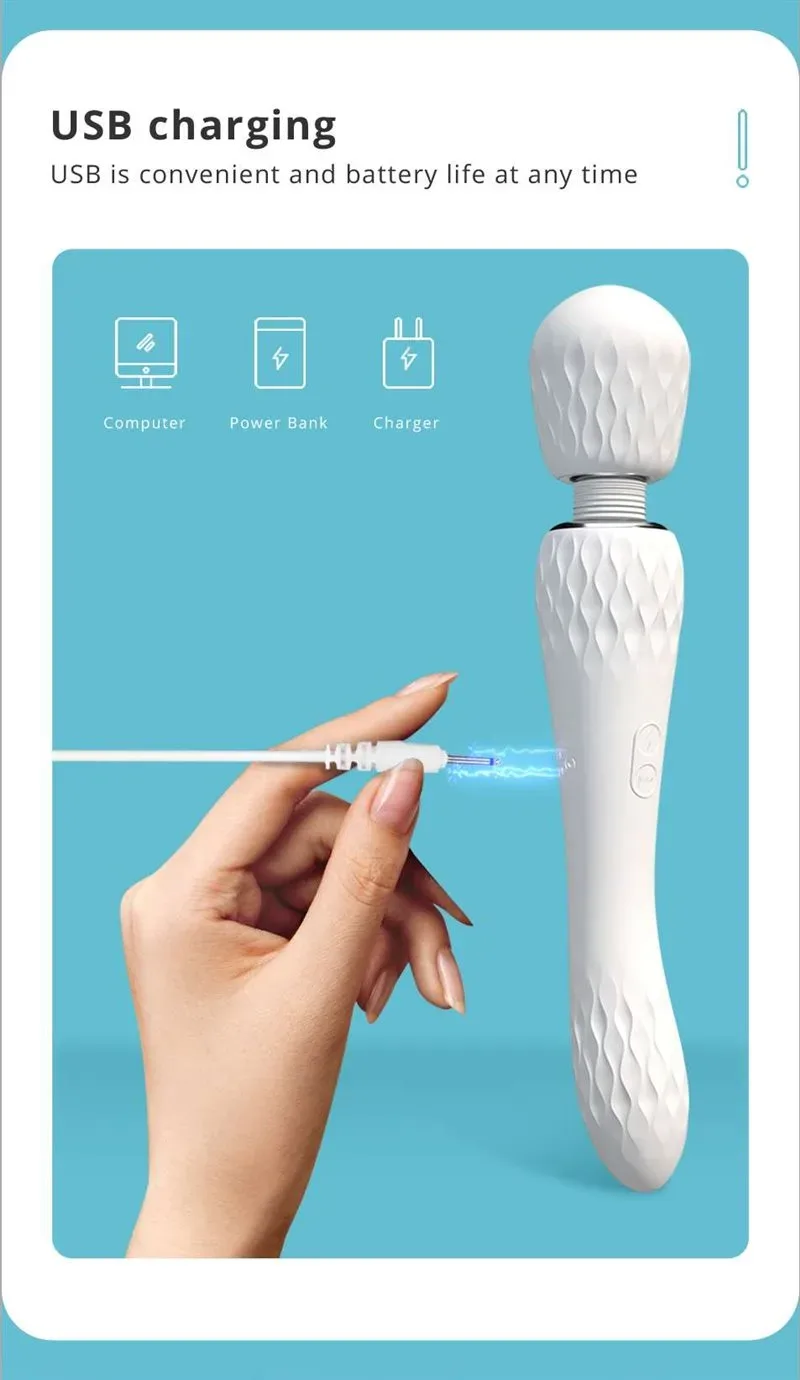 7 Frequencies White Rippled Head Wand Massager 3 7 Frequencies White Rippled Head Wand Massager 3