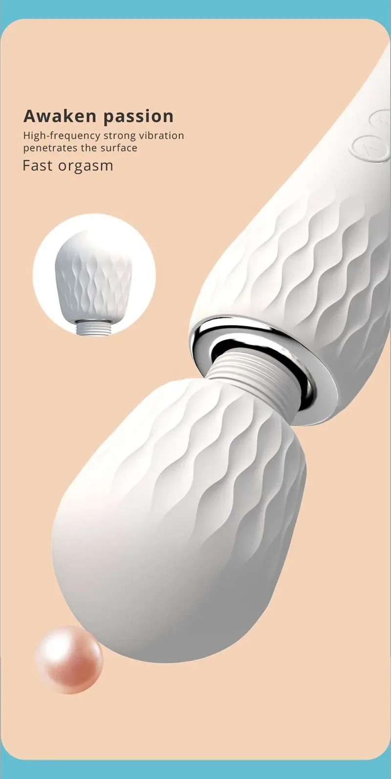 7 Frequencies White Rippled Head Wand Massager 2 7 Frequencies White Rippled Head Wand Massager 2