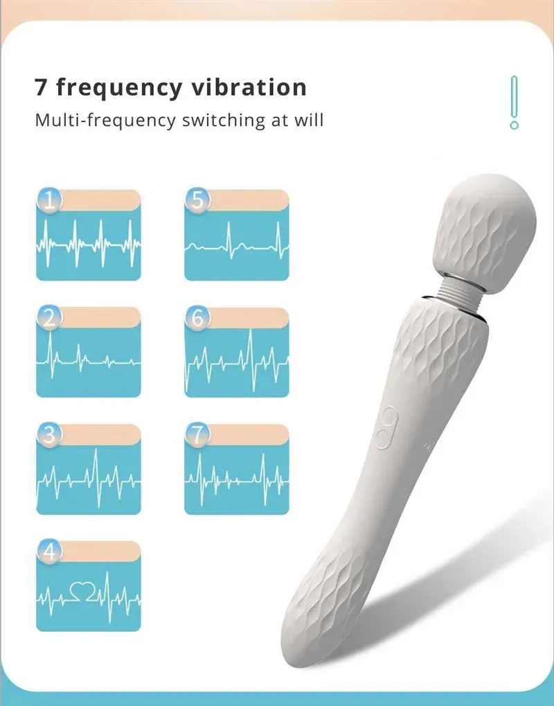 7 Frequencies White Rippled Head Wand Massager 1 7 Frequencies White Rippled Head Wand Massager 1
