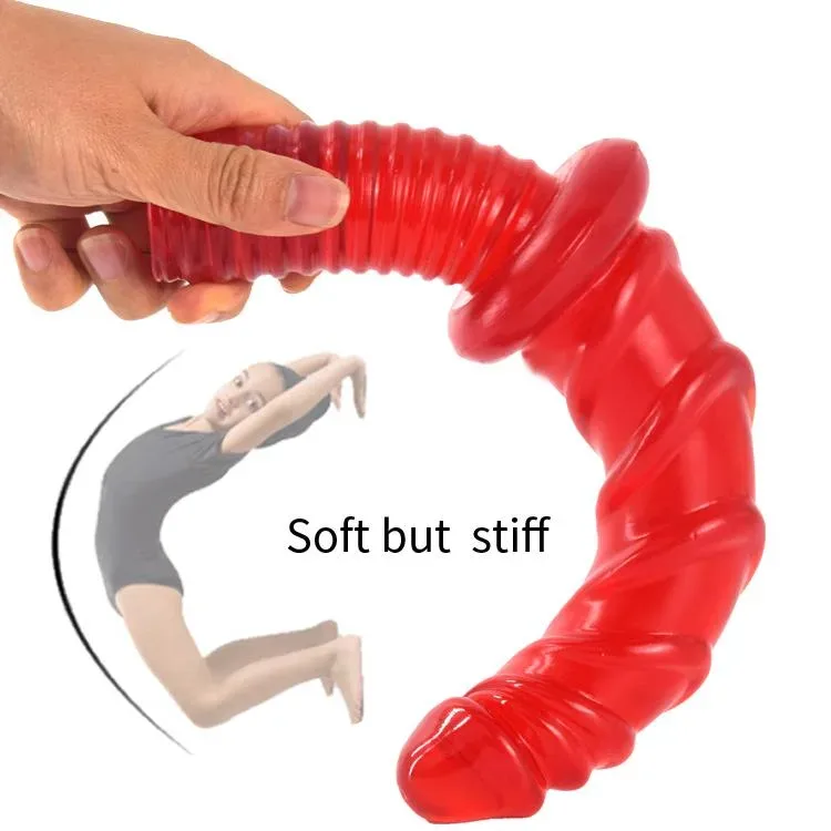 11 IN Red Ribbed PVC Dildo with Handle 3 11 IN Red Ribbed PVC Dildo with Handle 3