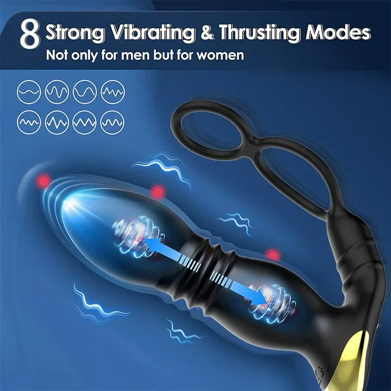 APP/Remote Control Thrusting Vibrating Men Prostate Massager with Two Rings 1 APP/Remote Control Thrusting Vibrating Men Prostate Massager with Two Rings 1