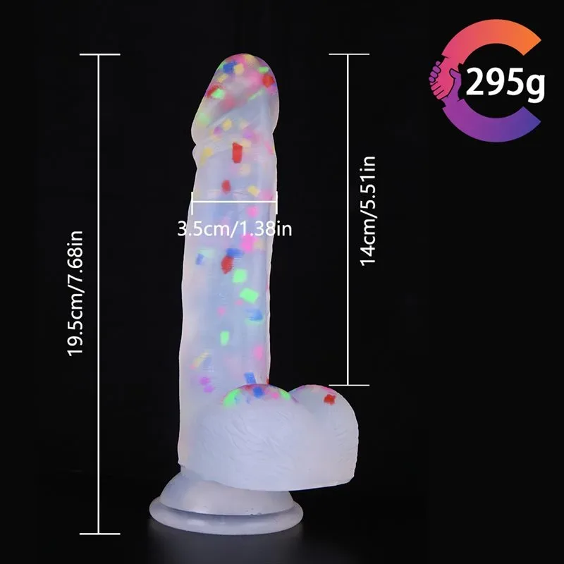 7.5 IN Suction Cup Clear Silicone Confetti Dildo 1 7.5 IN Suction Cup Clear Silicone Confetti Dildo 1