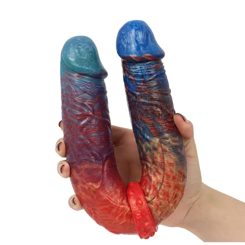 13.5 IN Long Colors Silicone Double Ended Dildo - Image 1