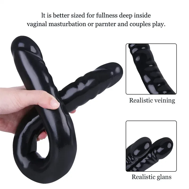 18.5 IN U-Shaped Black Lesbian Double-Ended Dildo 3 18.5 IN U-Shaped Black Lesbian Double-Ended Dildo 3