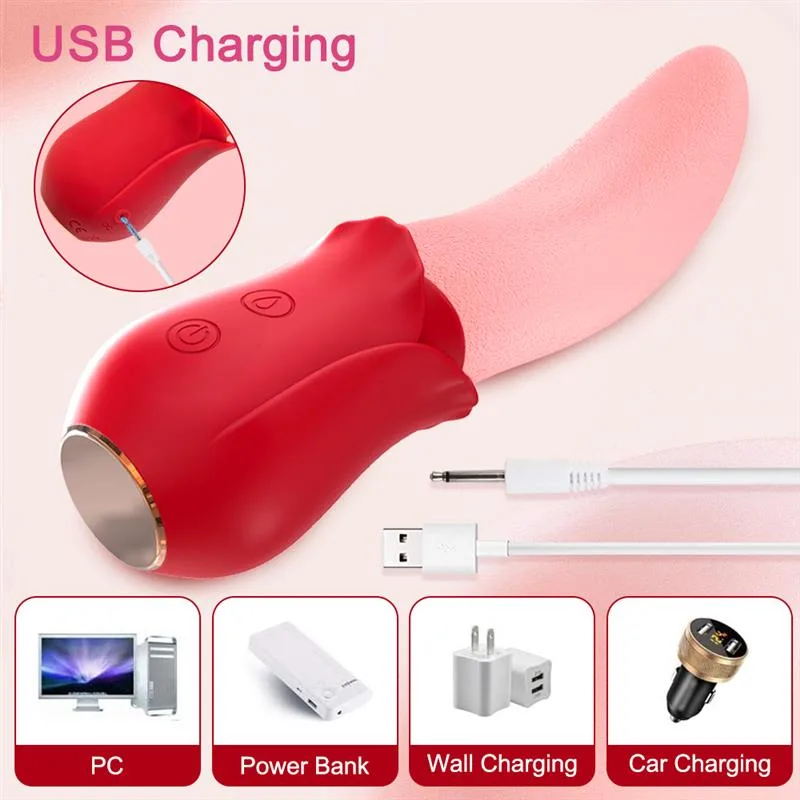 10 Speeds Silicone Rose Tongue Licking Vibrator 4 10 Speeds Silicone Rose Tongue Licking Vibrator 4