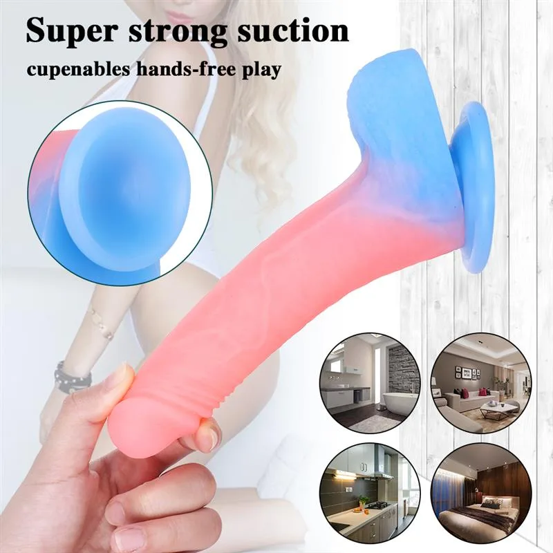 7 IN Glow-In-The-Dark Beginner Real Life Silicone Dildo 6 7 IN Glow-In-The-Dark Beginner Real Life Silicone Dildo 6