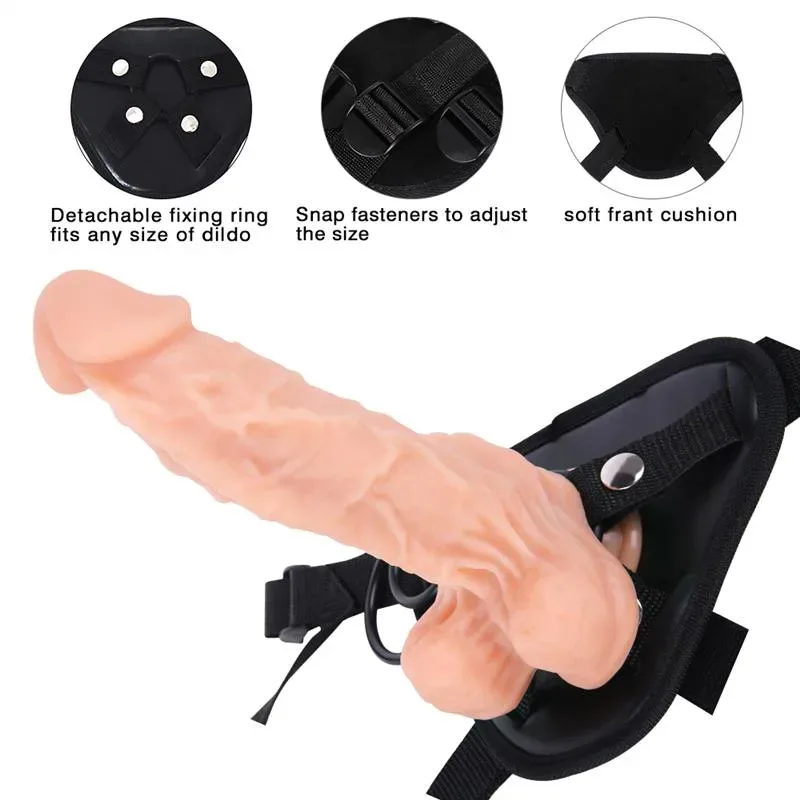 8 IN Soft Silicone Dildo Strap On Harness Set 3 8 IN Soft Silicone Dildo Strap On Harness Set 3