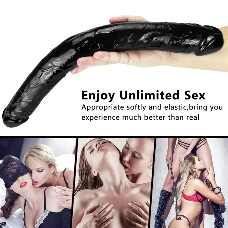 18 IN Long Flexible Black Lesbian Two Ended PVC Dildo 5 18 IN Long Flexible Black Lesbian Two Ended PVC Dildo 5
