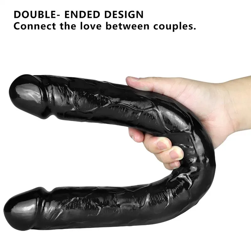 18 IN Long Flexible Black Lesbian Two Ended PVC Dildo 2 18 IN Long Flexible Black Lesbian Two Ended PVC Dildo 2