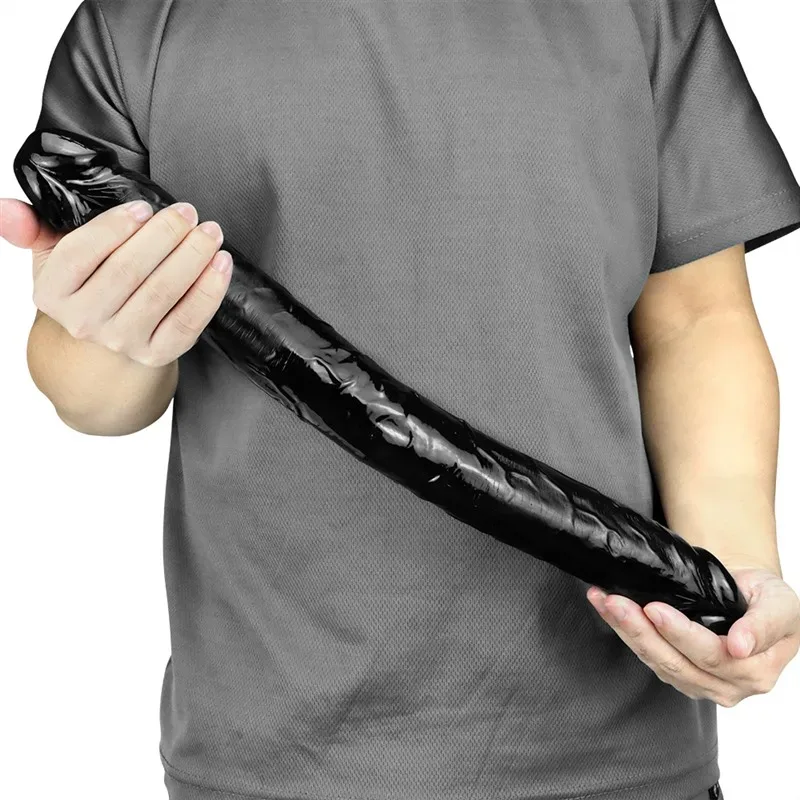 18 IN Long Flexible Black Lesbian Two Ended PVC Dildo 6 18 IN Long Flexible Black Lesbian Two Ended PVC Dildo 6
