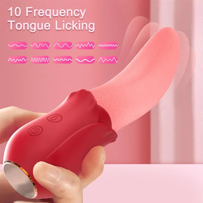 10 Speeds Silicone Rose Tongue Licking Vibrator 2 10 Speeds Silicone Rose Tongue Licking Vibrator 2