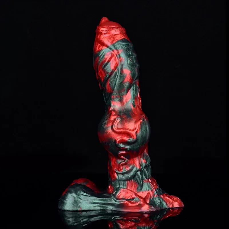 8.5 IN Big Knotted Dildo Liquid Silicone Dog Canine Penis 8 8.5 IN Big Knotted Dildo Liquid Silicone Dog Canine Penis 8
