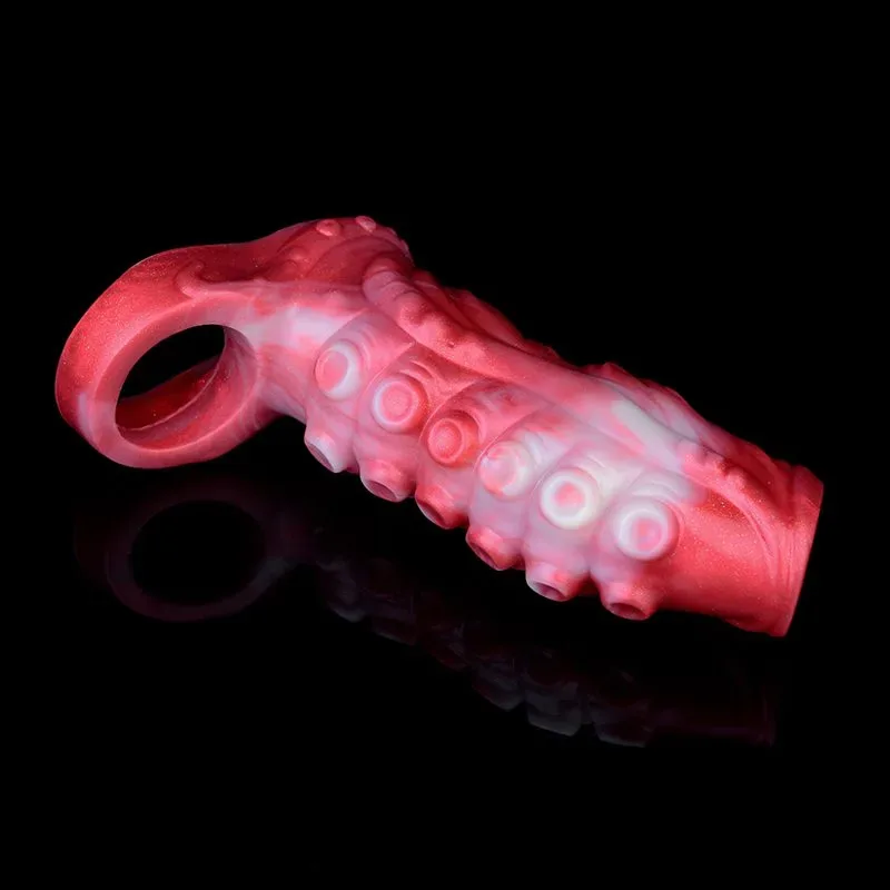 4.9 / 5.5 IN Ejaculating Tentacle Penis Extension Silicone Cock Sleeve 5 4.9 / 5.5 IN Ejaculating Tentacle Penis Extension Silicone Cock Sleeve 5