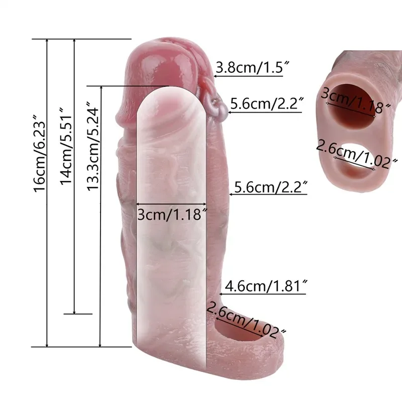 6.2 IN Realistic Silicone Penis Extender Soft Cock Sheath 1 6.2 IN Realistic Silicone Penis Extender Soft Cock Sheath 1