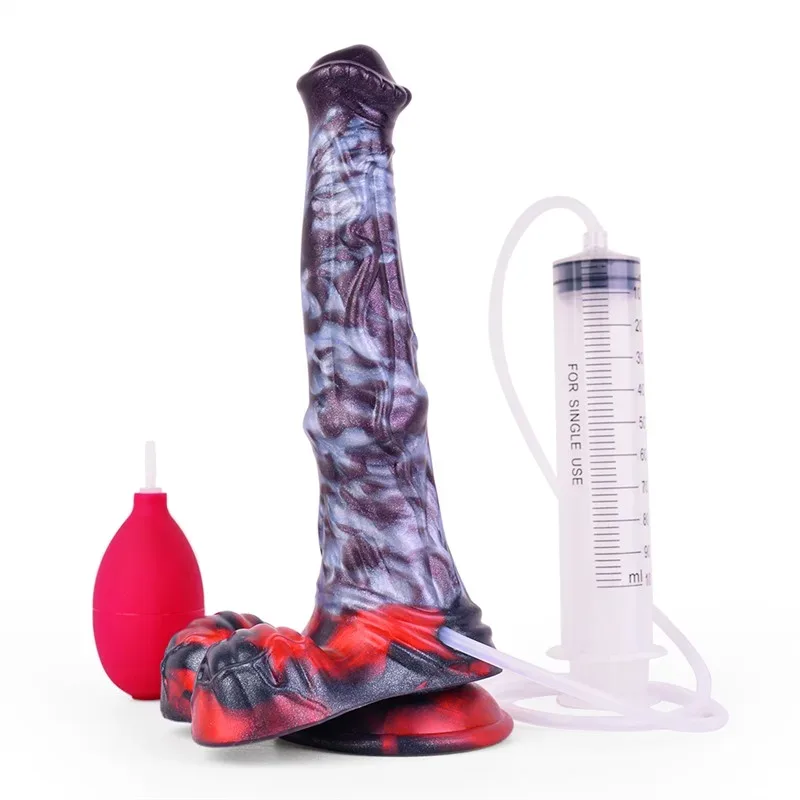 9.7 IN Squirting Fantasy Horse Dildo Silicone Large Animal Cock - Image 1
