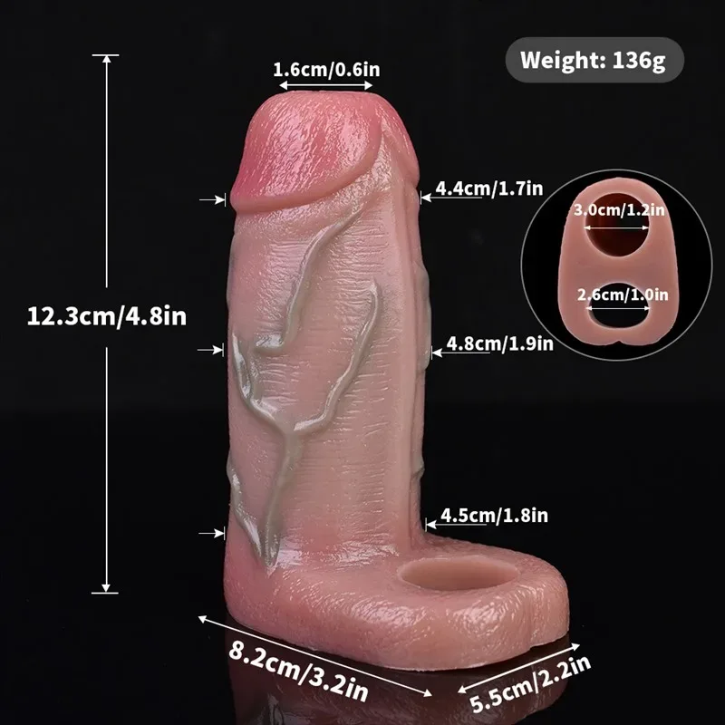 4.8 IN Open Head Real Skin Feeling Silicone Cock Sleeve 1 4.8 IN Open Head Real Skin Feeling Silicone Cock Sleeve 1