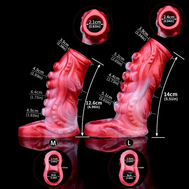 4.9 / 5.5 IN Ejaculating Tentacle Penis Extension Silicone Cock Sleeve 1 4.9 / 5.5 IN Ejaculating Tentacle Penis Extension Silicone Cock Sleeve 1