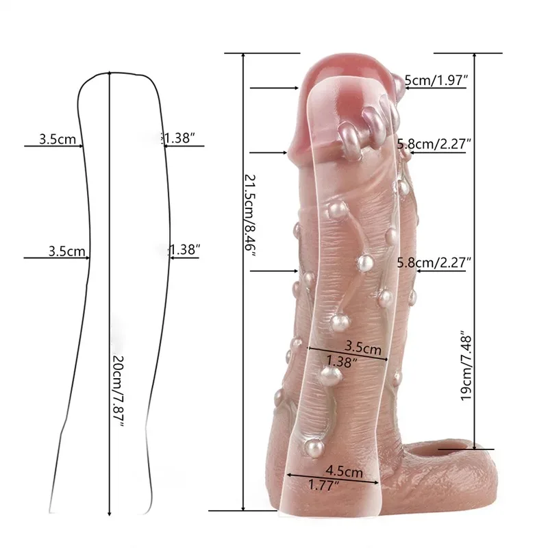 8.4 IN Silicone Long Penis Extender Beaded Cock Sleeve 1 8.4 IN Silicone Long Penis Extender Beaded Cock Sleeve 1