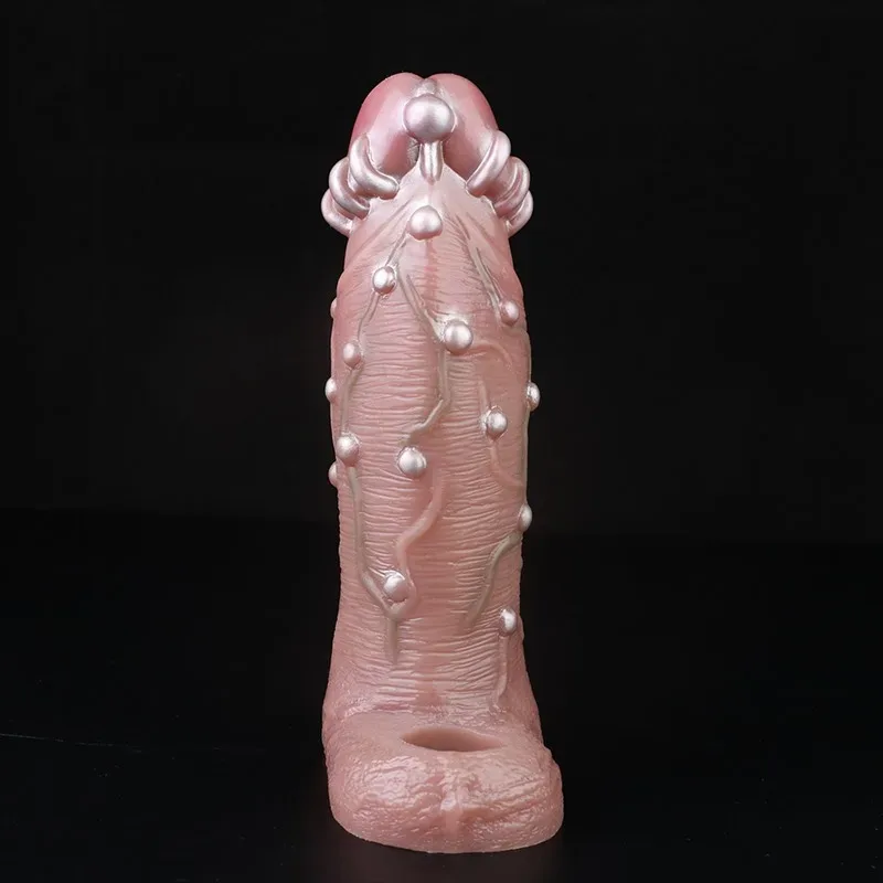 8.4 IN Silicone Long Penis Extender Beaded Cock Sleeve 4 8.4 IN Silicone Long Penis Extender Beaded Cock Sleeve 4