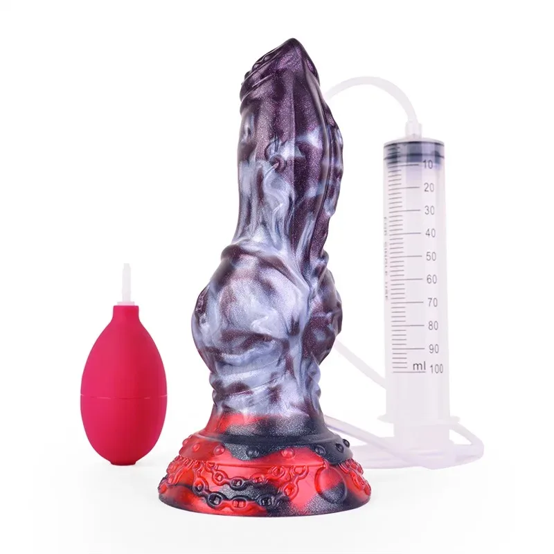 7.9 IN Ejaculating Dog Dildo Large Knot Squirting Sex Toy - Image 1