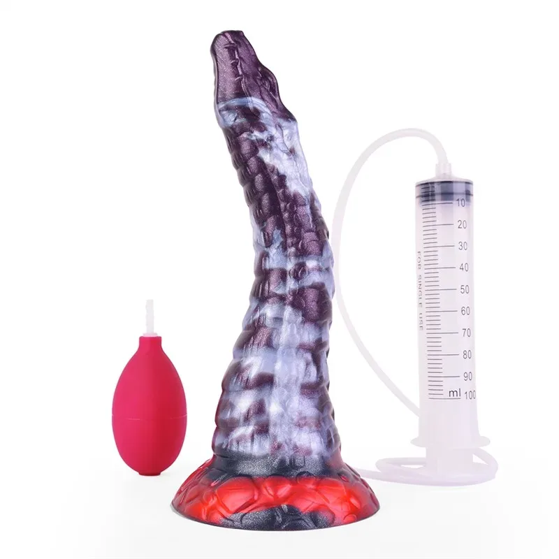 9.8 IN Ejaculating Dragon Dildo Soft Animal Shaped Adult Toy - Image 1