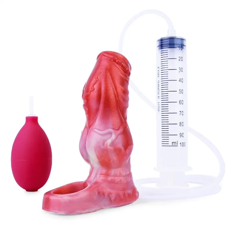 4.9 / 5.6 IN Ejaculating Fantasy Knot Sleeve Open Head Penis Extension - Image 1