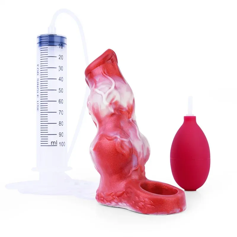 5 / 5.9 IN Ejaculating Double Knots Penis Sleeve Fantasy Cock Extender - Image 1