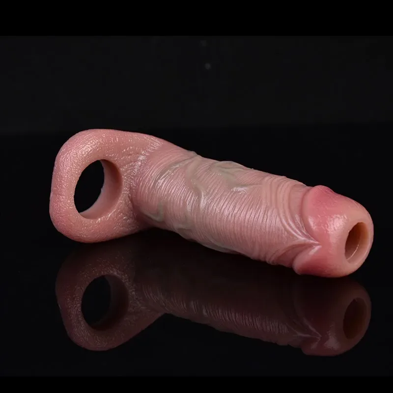 5.3 IN Silicone Lifelike Penis Extender Textured Cock Sleeve 6 5.3 IN Silicone Lifelike Penis Extender Textured Cock Sleeve 6