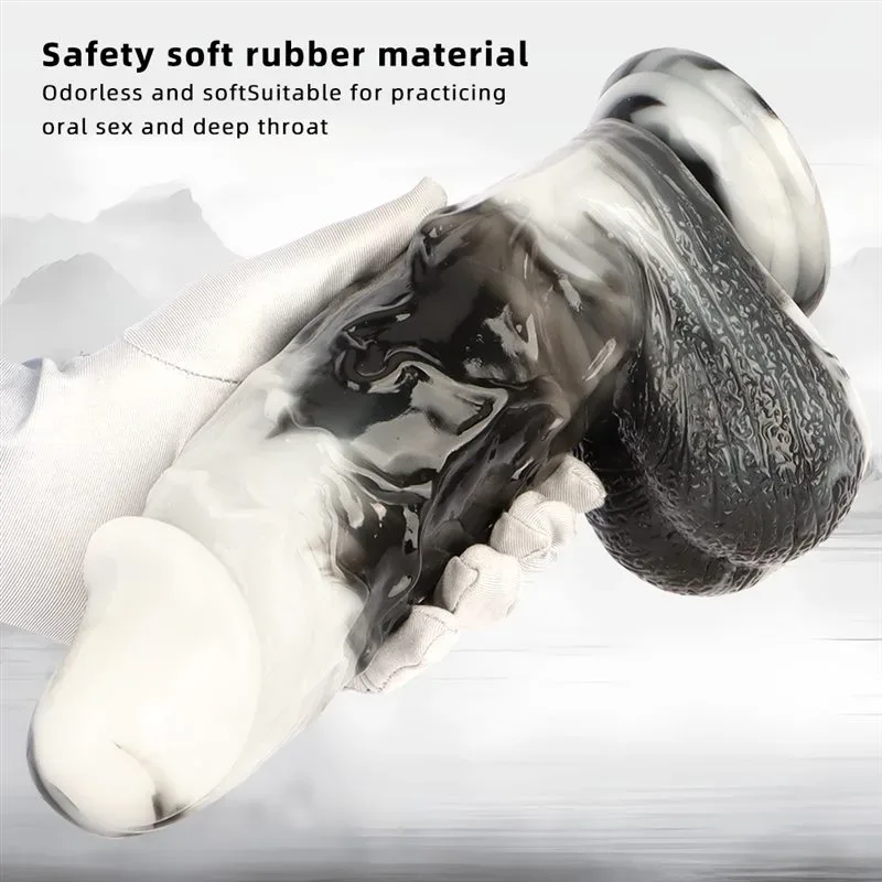 10 Inch Long 2.5 Inch Wide Large Thickness Black-and-White PVC Dildo 3 10 Inch Long 2.5 Inch Wide Large Thickness Black-and-White PVC Dildo 3