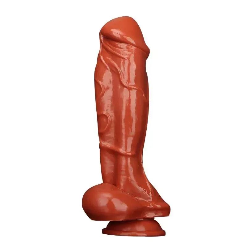 11 IN Long 2.5 IN Wide Big Brown Roud Headed Lifelike PVC Dildo - Image 1