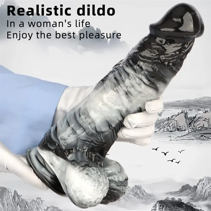 12 Inch Long 2.6 Inch Wide Large Black-and-White PVC Realistic Dildo 3 12 Inch Long 2.6 Inch Wide Large Black-and-White PVC Realistic Dildo 3